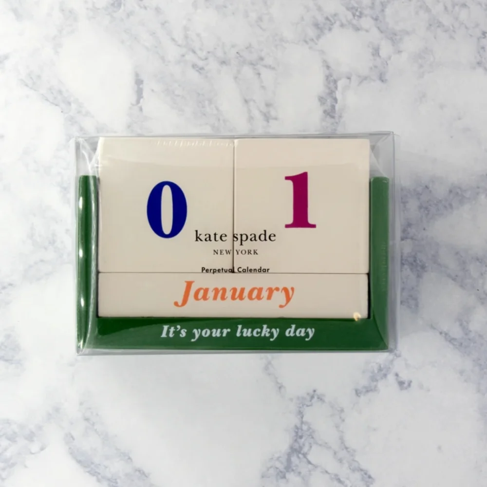 Kate Spade Green Perpetual Calendar with Colorful Numbers